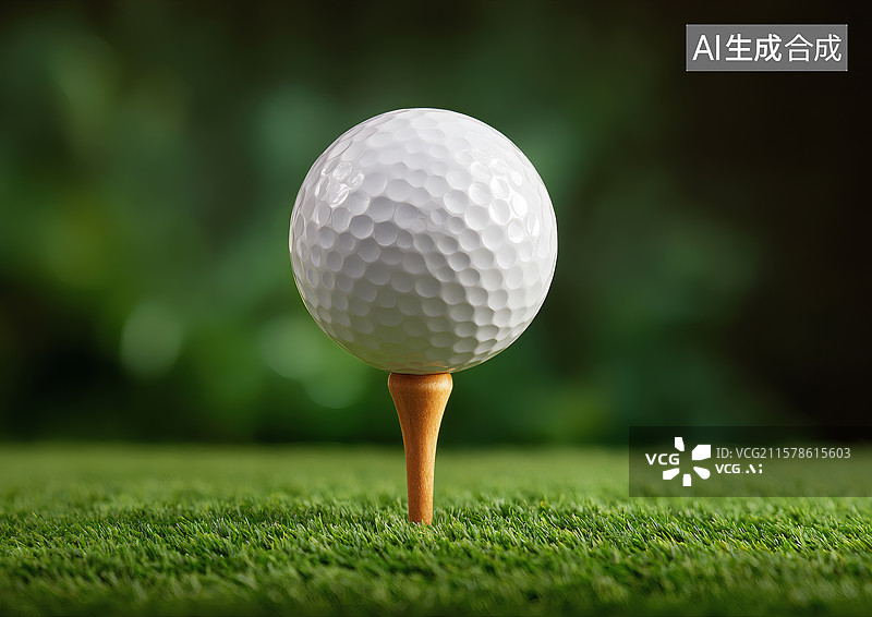 【AI数字艺术】草地上的高尔夫球特写图片素材