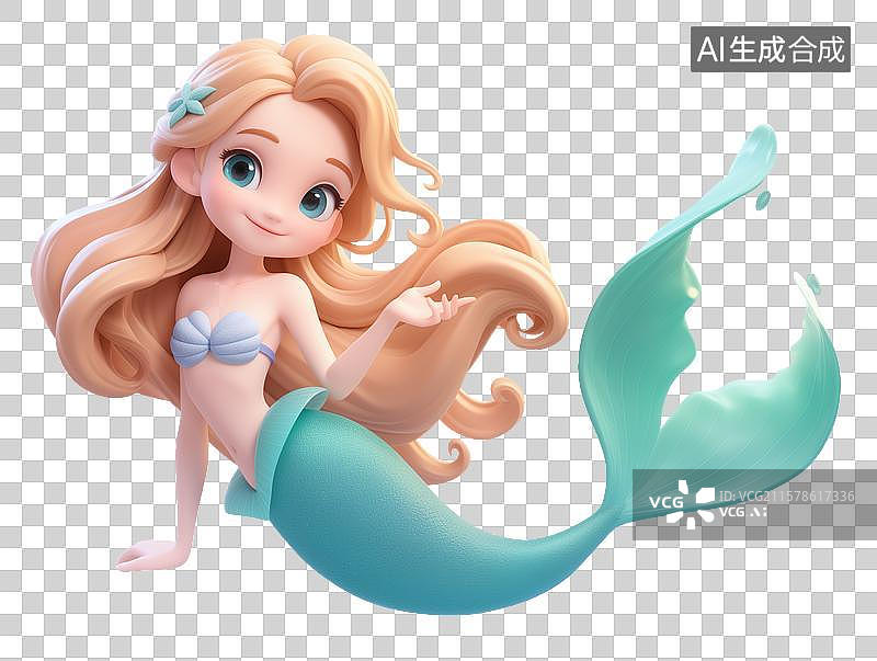 【AI数字艺术】3D卡通美人鱼图片素材