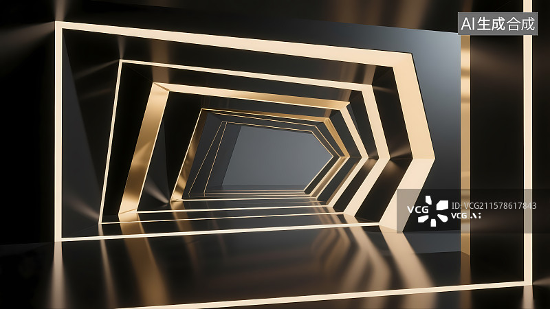 【AI数字艺术】极简抽象线条现代建筑空间3D插画广告背景图片素材