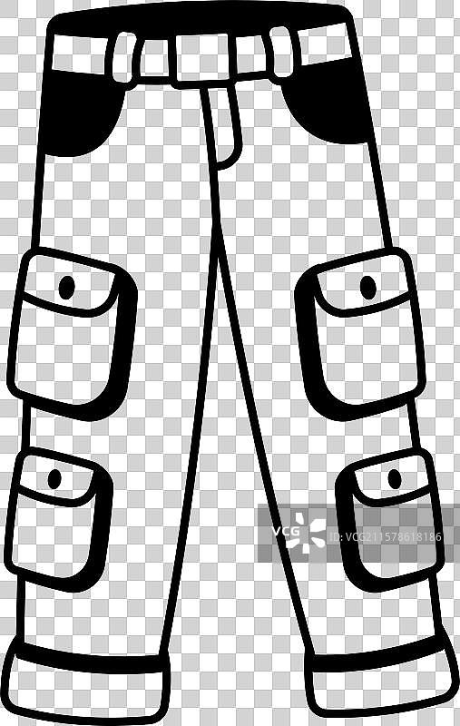 多口袋工装裤涂鸦风格图标图片素材