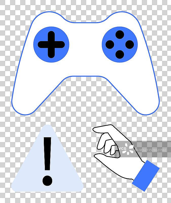 带有警报提示和手部的游戏控制器图片素材