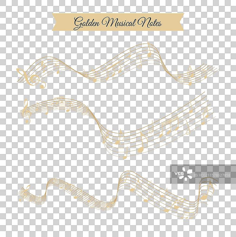 金色的音符和五线谱包图片素材
