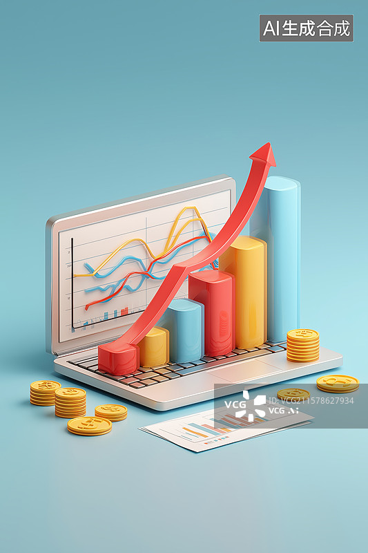 【AI数字艺术】增长图表与箭头的商务分析图片素材
