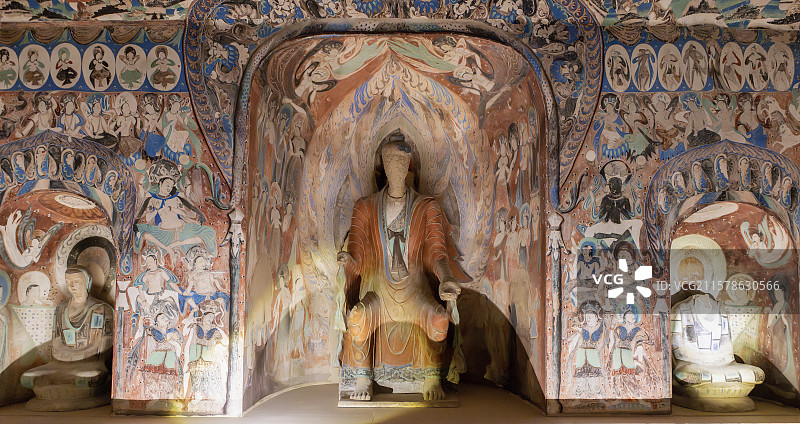 北展-如是莫高-敦煌艺术大展-莫高窟第285窟西璧佛像-西魏图片素材