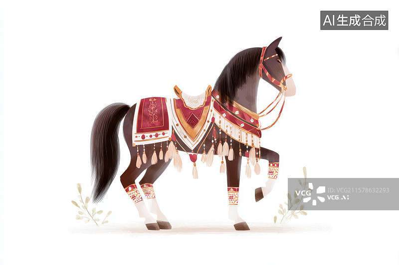 【AI数字艺术】装饰华丽白色骏马特写图图片素材