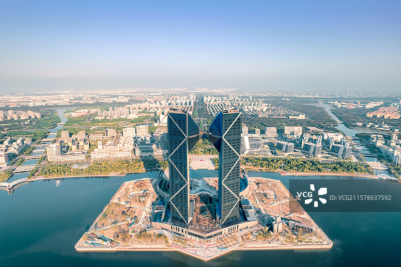 临港滴水湖航拍图片素材