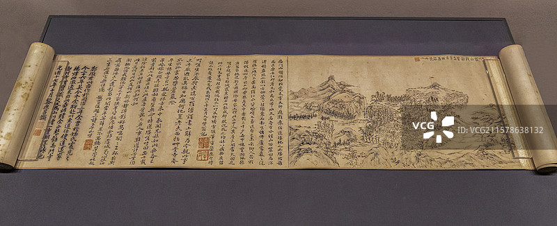 郑珍设色《爪雪山樊图》横幅【清同治二年（1863），纸，征集，贵州省博物馆。一级文物】图片素材