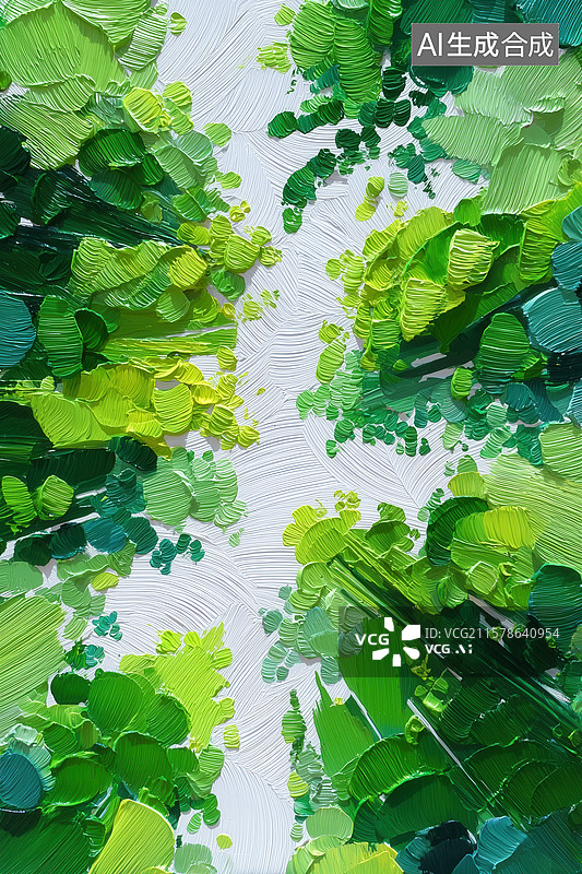 【AI数字艺术】印象派手绘油画茂密绿色森林风光背景插画图片素材