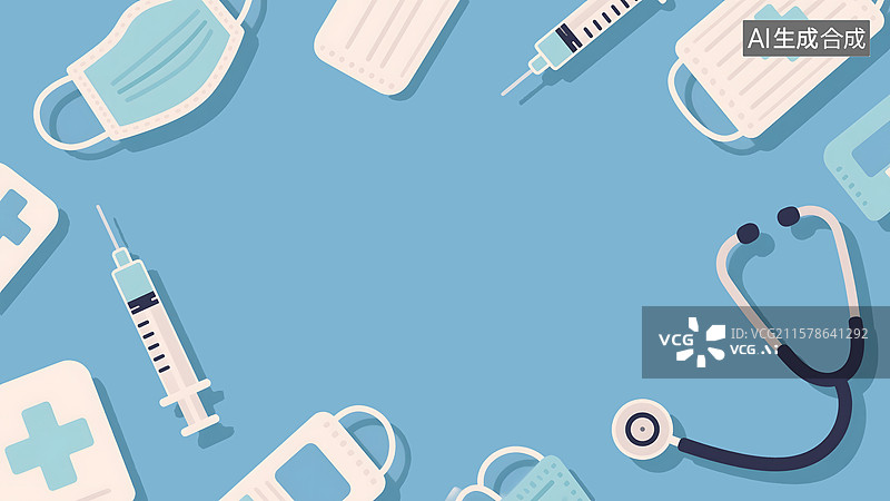 【AI数字艺术】医疗用品2D卡通背景最大图片素材