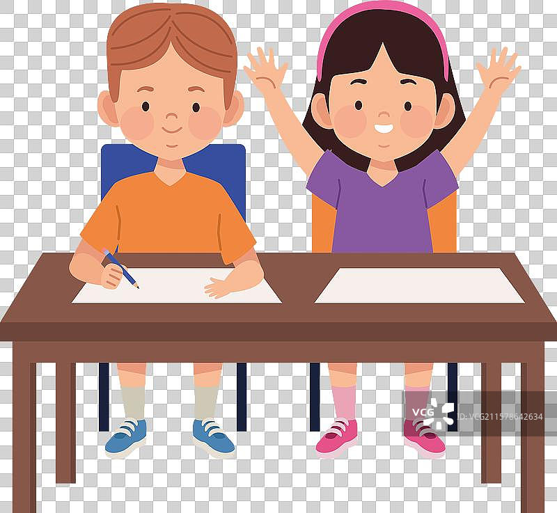 学生们在用纸画画图片素材