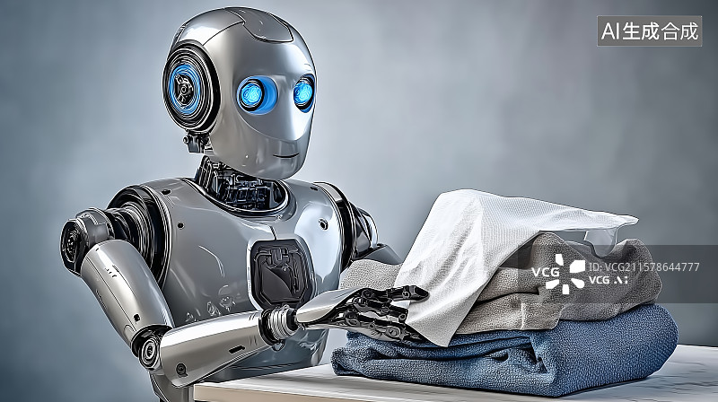【AI数字艺术】折叠衣服的机器人图片素材