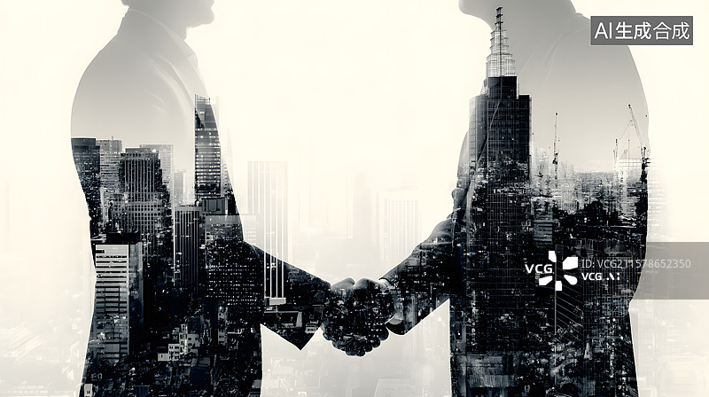 【AI数字艺术】合作场景的城市剪影图片素材