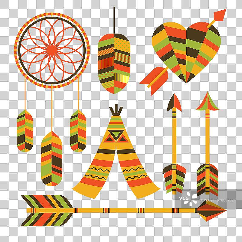 一组梦捕手和其他民族元素图片素材