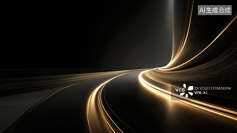 【AI数字艺术】黑金光绘动感线条抽象商务科技背景图片素材