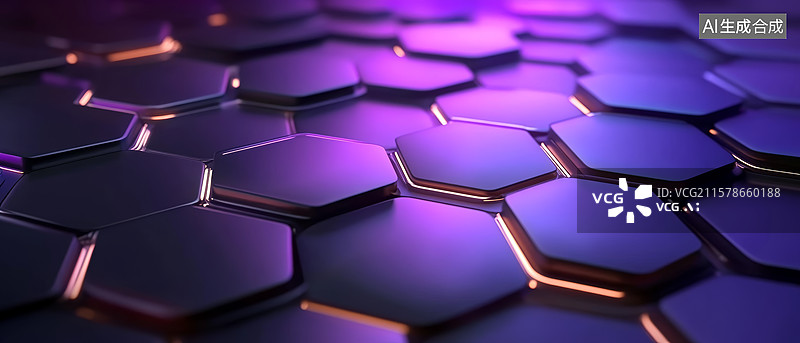 【AI数字艺术】六边形金属感科技背景场景图片素材