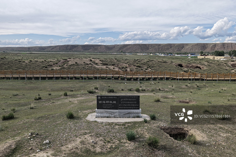 航拍青海省海北州海晏县西海郡故城遗址图片素材