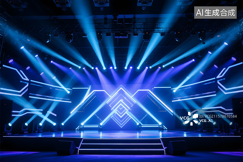 【AI数字艺术】未来感舞台灯光秀图片素材