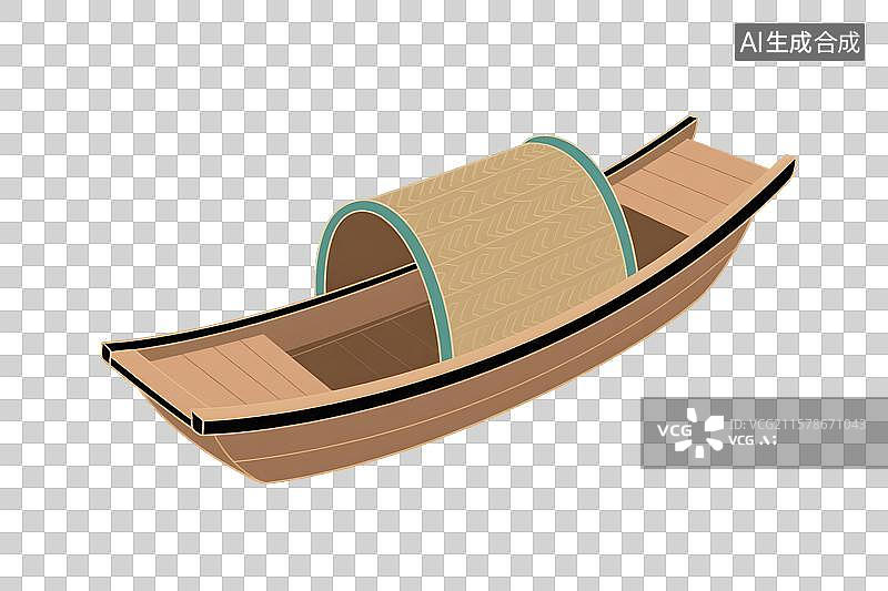 【AI数字艺术】水乡乌篷船古风小船插画免扣元素图片素材