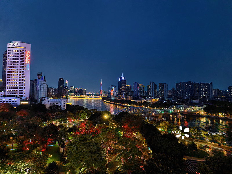 广州市珠江新城珠江夜景  广州塔夜景图片素材
