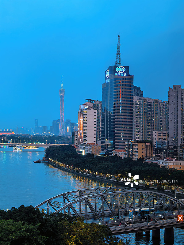 广州市珠江新城珠江夜景  广州塔夜景图片素材