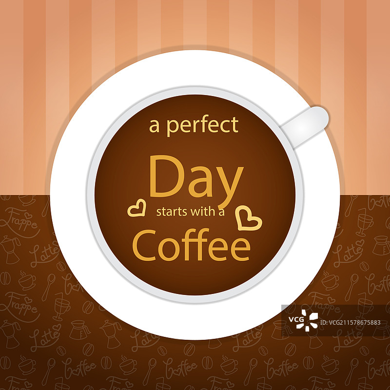 美丽的背景与咖啡杯和优雅的短语图片素材