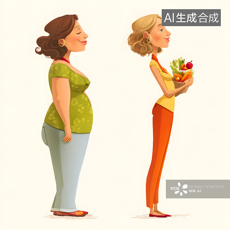 【AI数字艺术】不同体型的女性对比图片素材