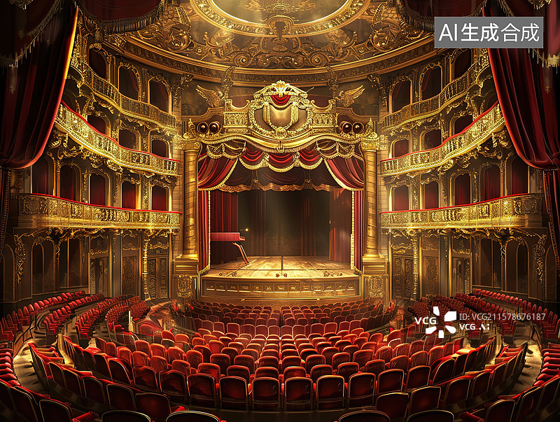 【AI数字艺术】欧式古典剧院舞台图片素材