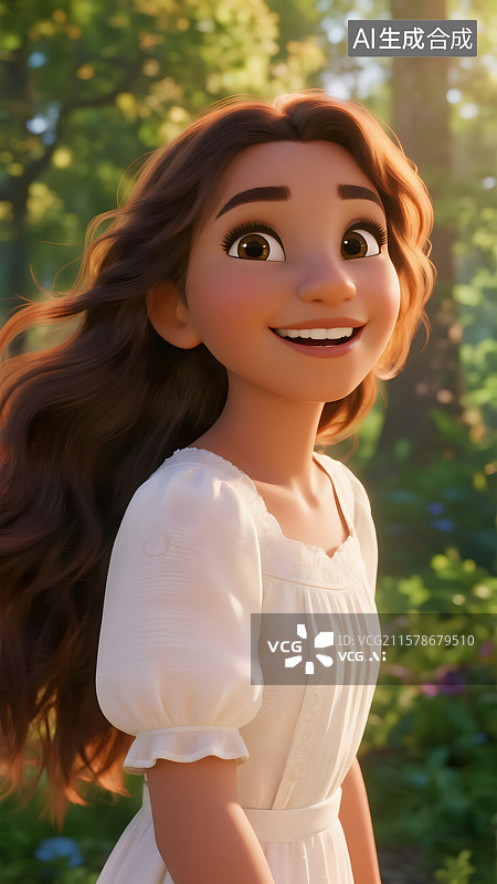 【AI数字艺术】草地上的甜美女孩白露图片素材