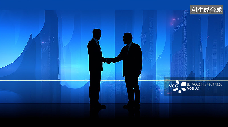 【AI数字艺术】城市背景下的商务握手图片素材