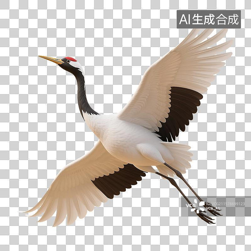 【AI数字艺术】3D渲染，中国风插画，仙鹤，鹤，丹顶鹤，中国画免抠元素图片素材