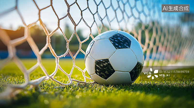 【AI数字艺术】足球破网瞬间图片素材