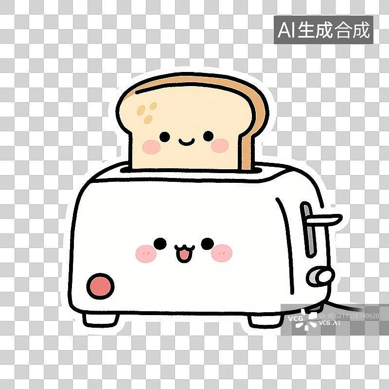 【AI数字艺术】可爱的烤面包机，免抠元素图片素材