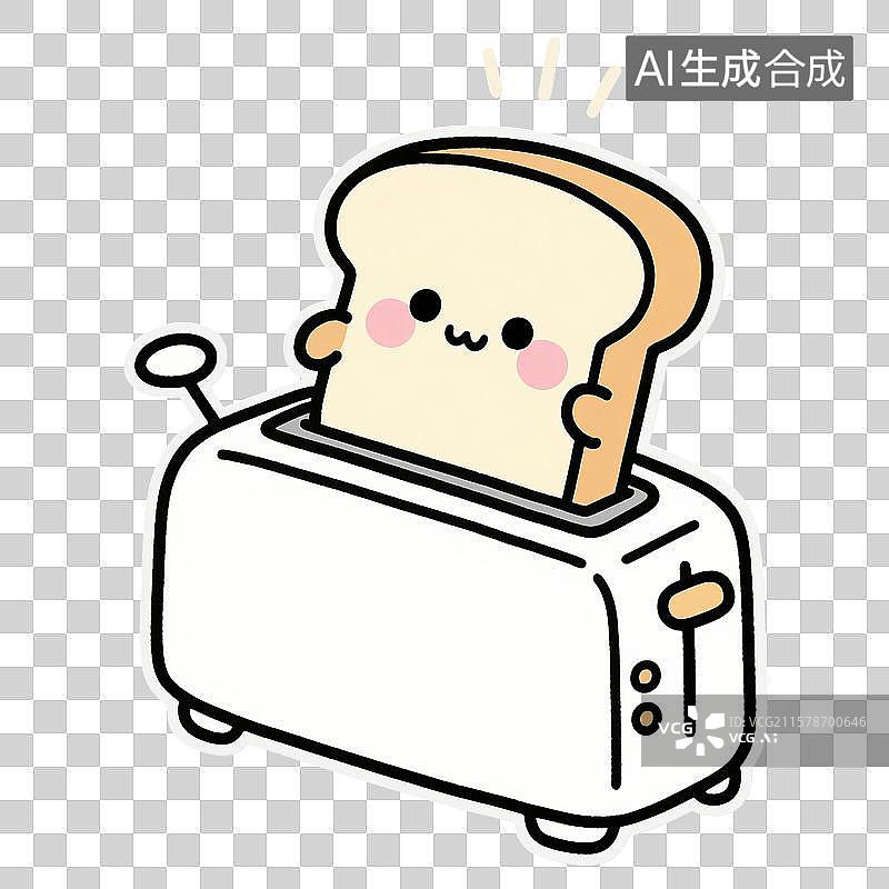 【AI数字艺术】可爱的烤面包机，免抠元素图片素材