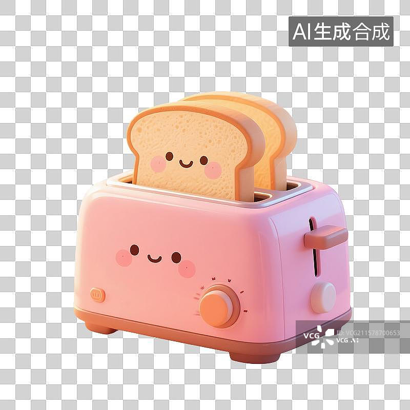 【AI数字艺术】可爱的烤面包机，免抠元素图片素材