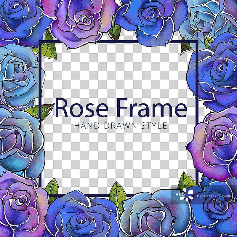 蓝紫色调的花卉边框图片素材