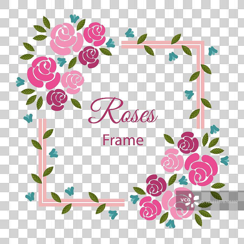 粉蓝色花卉的平面框架图片素材