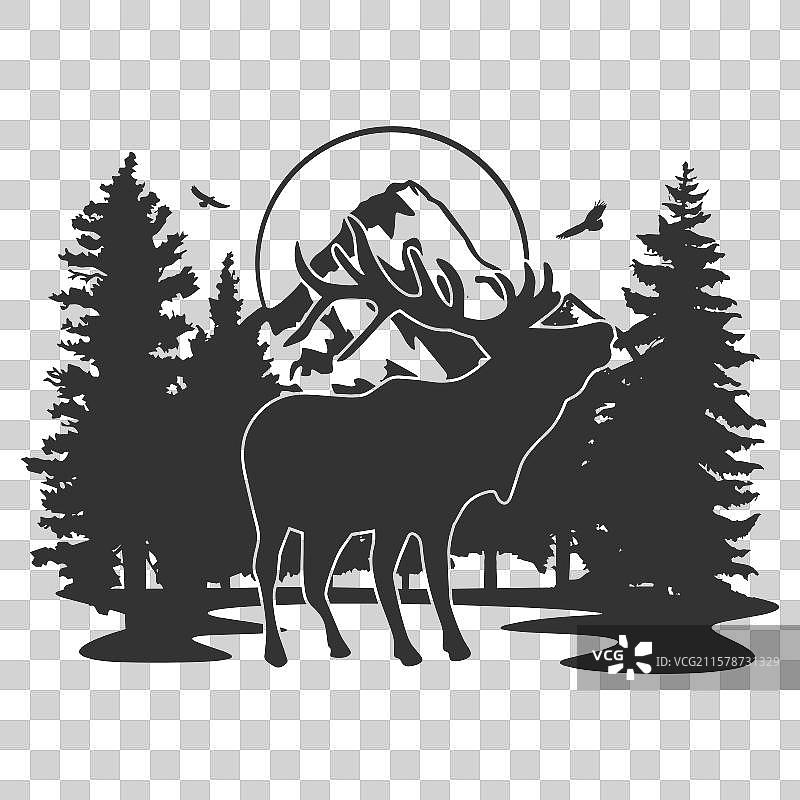 驼鹿场景剪贴画设计图片素材