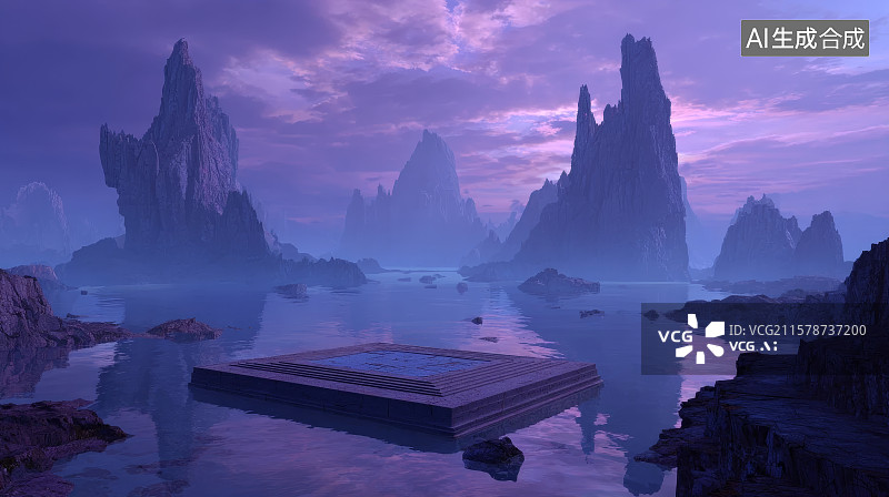 【AI数字艺术】大海，岩石，海岸线，产品展品，电商背景，C4D背景，3D背景，背景图片素材