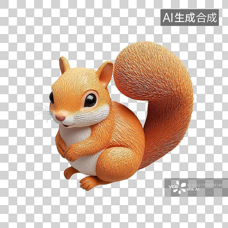 【AI数字艺术】可爱的橙色松鼠卡通形象图片素材