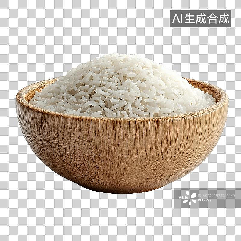 【AI数字艺术】木碗中的白米饭图片素材