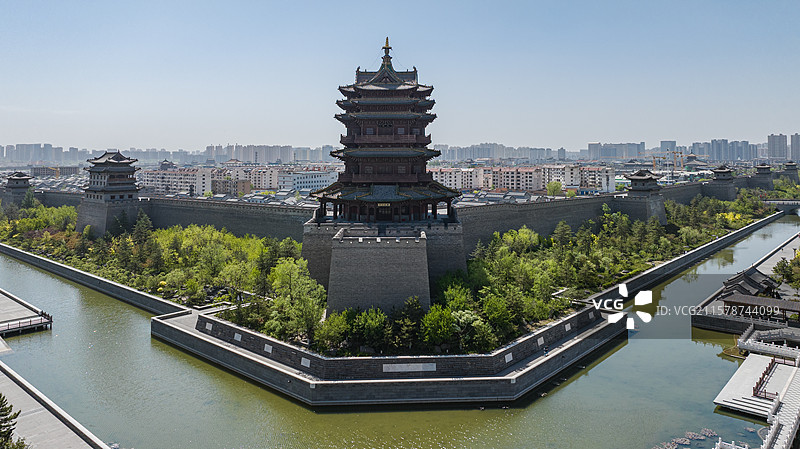 大同古城航拍2图片素材