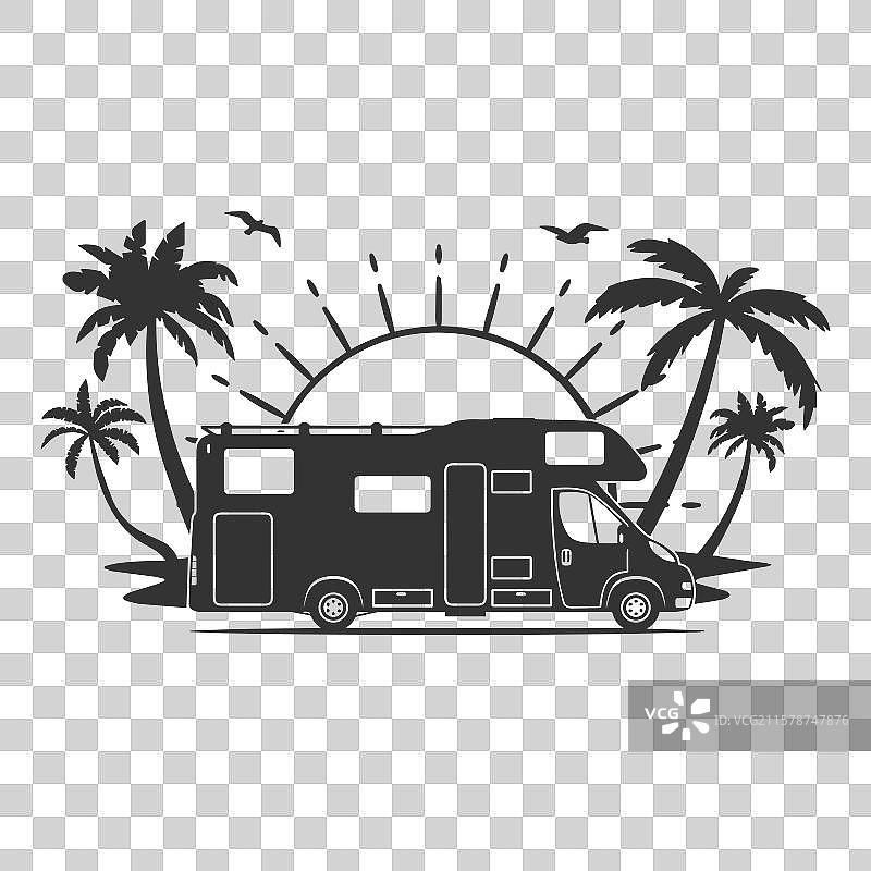 房车海滩剪贴画设计图片素材