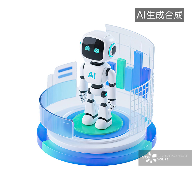 【AI数字艺术】3D，机器人，人工智能AI，人形机器人，图标图片素材