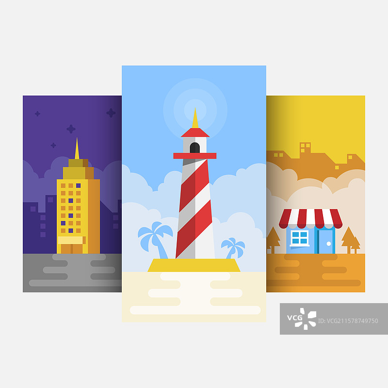 灯塔及其他图案的壁纸包图片素材