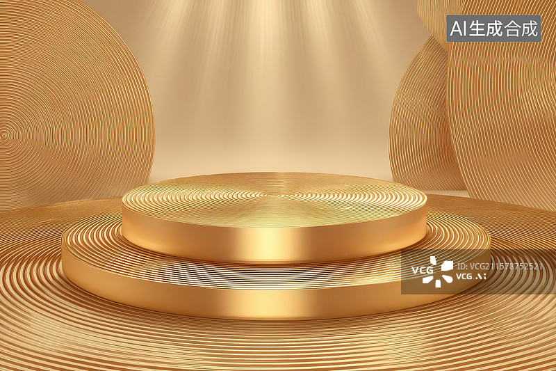 【AI数字艺术】木质圆形展示台现代设计图图片素材