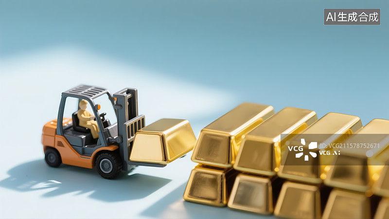 【AI数字艺术】黄金搬运金融概念插画图片素材