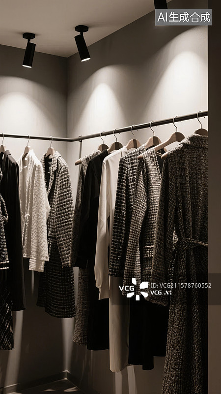 【AI数字艺术】现代简约服装店内部展示图片素材