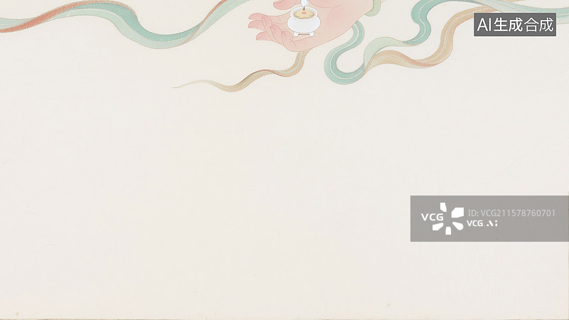 【AI数字艺术】水墨画佛手握香炉背景居上图片素材