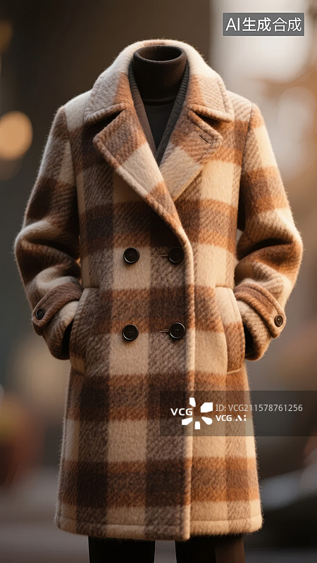 【AI数字艺术】格子大衣展示图片素材