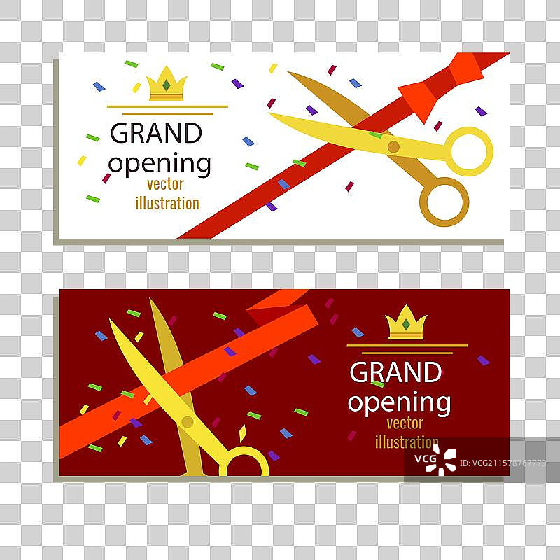 带有金色剪刀的就职典礼派对横幅图片素材